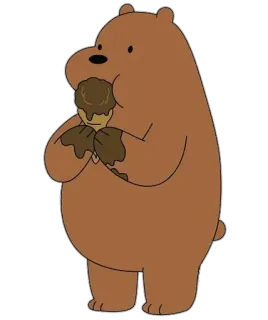 🍦 Grizzly Bear We Bare Bears bear, cartoon, ice cream, dessert, animal telegram sticker