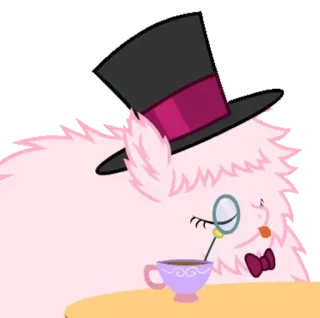 🤯 pink pony, top hat, monocle, tea, cartoon, anthropomorphic telegram sticker