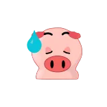 😥 porco, suor, emoji, fofo, desenho animado, adesivo, animal telegram sticker