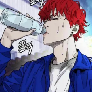 🚲 꿀꺽 Аниме, Пьет, Вода, Пот, Человек, Мультфильм telegram sticker