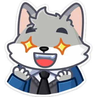 🤩 lobo, desenho animado, adesivo, feliz, peludo, animal, terno whatsapp sticker