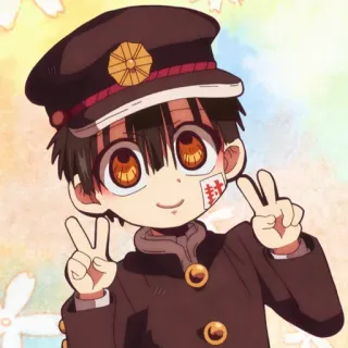 🔪 Hanako-kun Toilet-bound Hanako-kun Anime, Mangá, Hanako-kun, Hanako-kun: Ligado ao Banheiro, Sinal de paz, Uniforme escolar, Personagem telegram sticker