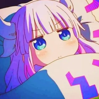 🍬 Kanna Kamui Miss Kobayashi's Dragon Maid 애니메이션, 용, 귀여운, 만화, 졸린, 칸나 whatsapp sticker