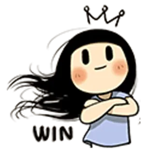 💪 WIN menina, ganhar, coroa, desenho animado telegram sticker