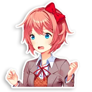 😧 Sayori Doki Doki Literature Club! Anime, Mädchen, Süß, Schulmädchen, Schleife telegram sticker