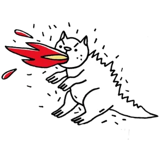 😡 猫, ドラゴン, モンスター, 火, 漫画, 動物, ファンタジー telegram sticker
