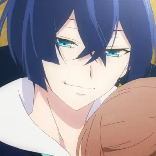 🫐 anime, manga, blue hair, handsome, smirk telegram sticker