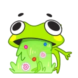 🤮 rana, vomito, cartone animato, verde, carino, emoji telegram sticker
