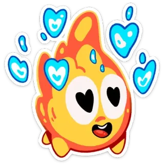 😍 feu, coeur, mignon, dessin animé, personnage, amour, flamme whatsapp sticker
