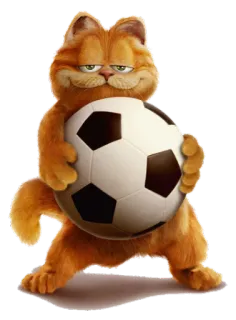⚽ Garfield Garfield, chat, dessin animé, ballon de foot, sport, chat orange whatsapp sticker