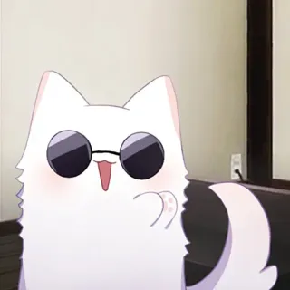 ❤️ cat, sunglasses, white, cartoon, animal telegram sticker