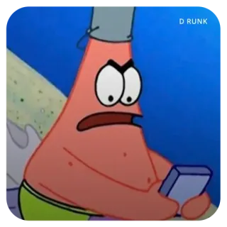 😡 Patrick Star SpongeBob SquarePants D RUNK patrick, spongebob, bêbado, engraçado, desenho animado telegram sticker