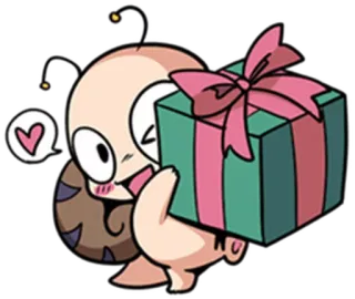 😍 siput, hadiah, lucu, kartun, hati, kado whatsapp sticker