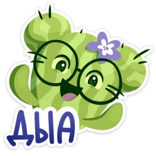 😏 Дыа cacto, planta, flor, óculos, desenho animado, fofo, feliz whatsapp sticker