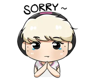 🙏 smutny, anime, błagalny, chibi whatsapp sticker