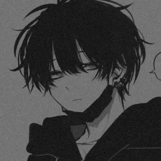 ⛓ anime, manga, dark, gloomy, character, black and white telegram sticker