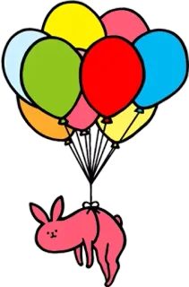 😊 Hase, Kaninchen, Luftballons, Tier, niedlich, Cartoon whatsapp sticker