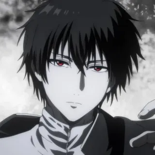 ♠️ anime, man, red eyes, serious, black hair telegram sticker