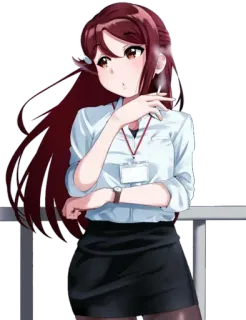 🤤 Anime-Mädchen, Rauchen, Business-Kleidung, Zigarette telegram sticker