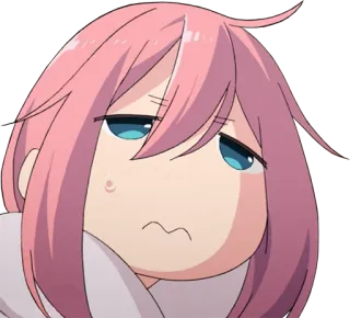 😓 动漫, 卡通, 角色, 脸, 粉色头发, 表情 telegram sticker