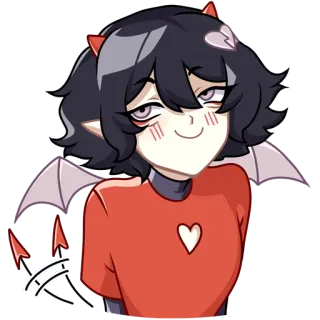 🥺 demon, devil, wings, heart, anime, cartoon, cute telegram sticker