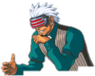😁 Godot Ace Attorney videogame, personagem, anime, joinha, sorrindo whatsapp sticker