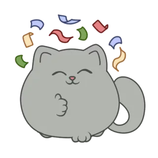 👍 고양이, 종이 조각, 축하, 행복, 귀여운, 새끼 고양이, 파티 telegram sticker