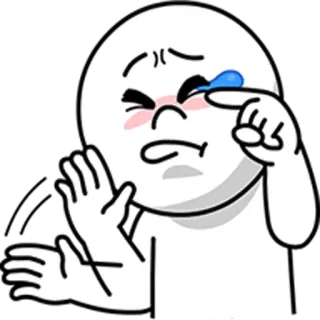 👋 piangere, triste, emotivo, arrabbiato, cartone animato, bianco, minimalista telegram sticker