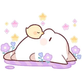 🫠 cute, chick, seal, stars, flowers, pastel telegram sticker