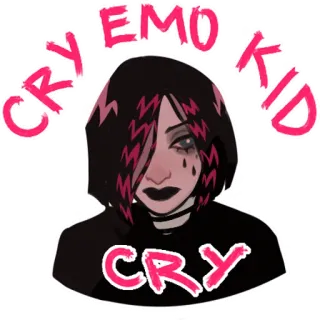 ⛓️ CRY EMO KID CRY emo, criança, chorando, adolescente, triste, retrato telegram sticker