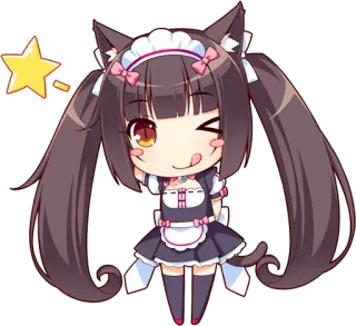 😋 Chocola Nekopara ちび, アニメ, 猫耳, メイド, かわいい telegram sticker