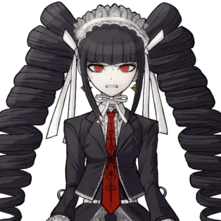 😓 Celestia Ludenberg Danganronpa anime, manga, gothic, pigtails, red eyes, character telegram sticker