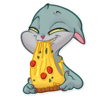 🍕 แมว, พิซซ่า, อาหาร, กิน, การ์ตูน, สัตว์ telegram sticker
