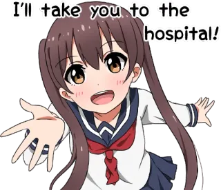 🚑 I'll take you to the hospital! anime, hospital, character, school girl, cute telegram sticker