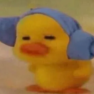 🦆 pato, pintinho, amarelo, fofo, animal, desenho animado, fones de ouvido whatsapp sticker