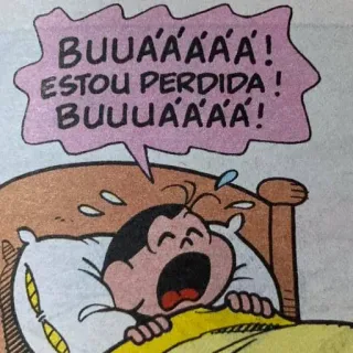 😭 BUUAAA'AAA! ESTOU PERDIDA! BUUUAAAA'AAA! menangis, sedih, kartun, tempat tidur, tidur telegram sticker