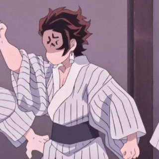 🔳 Tanjiro Kamado Demon Slayer 애니메이션, 귀멸의 칼날, 탄지로, 화난, 만화, 애니메이션 telegram sticker