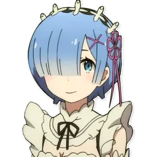 😁 Rem Re:Zero − Starting Life in Another World Аниме, Милая, Девушка, Горничная, Синие волосы whatsapp sticker