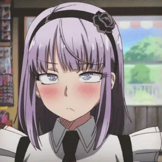 😳 anime, girl, purple hair, cute, blush, expression whatsapp sticker