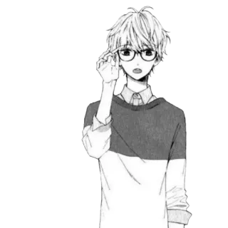 🪁 อนิเมะ, มังงะ, เด็กผู้ชาย, แว่นตา telegram sticker