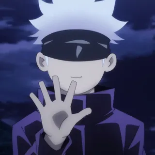 🤍 Gojo Satoru Jujutsu Kaisen anime, sorcerer, blindfold, white hair, wave telegram sticker