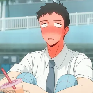 🎏 Anime, Rougir, Boisson, Dessin animé, Assis telegram sticker