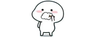 🍚 desenho animado, personagem, fofo, comendo whatsapp sticker
