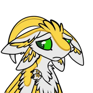 😞 Furry, Triste, Animal, Amarelo, Branco, Criatura telegram sticker