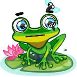 🐸 лягушка, кувшинка, муха, природа, мультфильм, пруд whatsapp sticker
