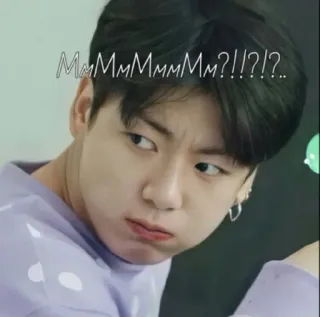 🤔 Jungkook MmMMmmMm?!?!?!?.. kpop, bts, jungkook, meme, divertente, espressione telegram sticker