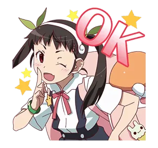 👍 OK 애니메이션, 소녀, OK, 별, 윙크 telegram sticker