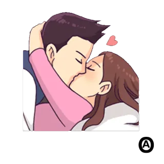 😍 beso, amor, romance, pareja, cariño, dibujos animados telegram sticker
