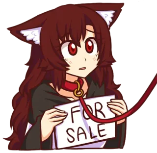 🐶 FOR SALE 고양이귀 소녀, 애니메이션, 판매, 새끼 고양이 telegram sticker