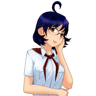 😃 Anime, Garota, Uniforme escolar, Óculos, Cachecol telegram sticker